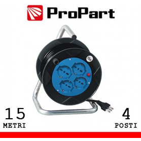 Avvolgicavo 4pos bipasso/schuko 15metri spina16A nero