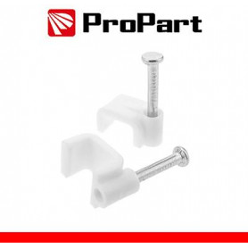 Clip con chiodini con fermacavo tondo 5mm bianco 100pz