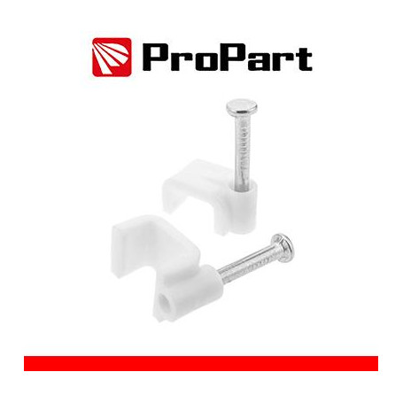 Clip con chiodini con fermacavo tondo 5mm bianco 100pz