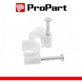 Clip con chiodini con fermacavo tondo 7mm bianco 100pz