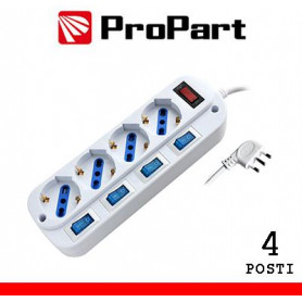 Multipresa 4pos bipasso/schuko spina16A +interr. multipli