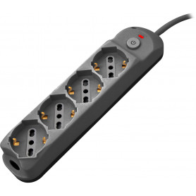 Multipresa 4pos bipasso/schuko + interrutt nuovo modello nera spina 16A