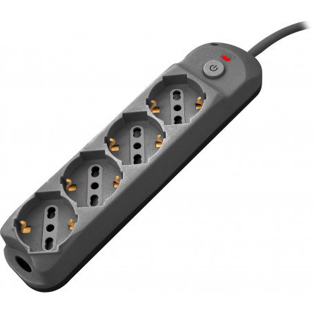 Multipresa 4pos bipasso/schuko + interrutt nuovo modello nera spina 16A