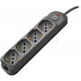 Multipresa 4pos bipasso/schuko + interrutt nuovo modello nera spina 16A