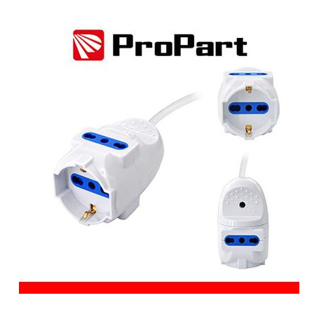 Prolunga lineare con Multipresa volante 3 posti Spina 2P+T