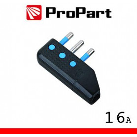 Spina 16A 2P+T uscita cavo 90° nera polybag