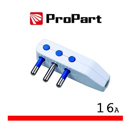 Spina 16A 2P+T uscita cavo 90° polybag
