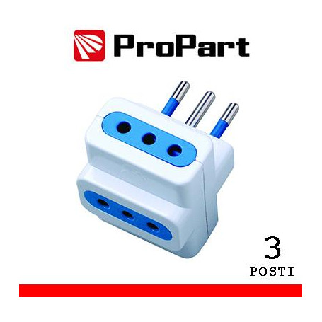 Adattatore triplo 3pos 10A spina10A polybag