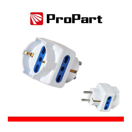 Adattatore triplo 3pos bipasso/schuko spina Schuko