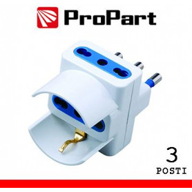 Adattatore triplo 3pos bipasso/schuko spina16A polybag