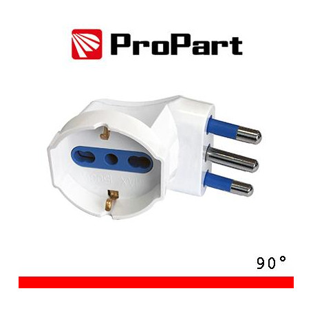 Adattatore schuko 90° spina16A salvaspazio