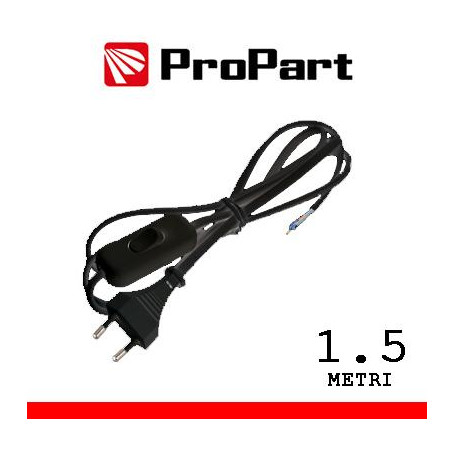Cavetto con interruttore 1.5m spina10A 2poli nero polybag