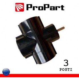 Adattatore triplo 3 pos Schuko spina Schuko 16A nero polybag