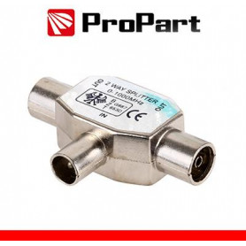 Splitter coax in ottone nichelato - 1 spina/2 prese