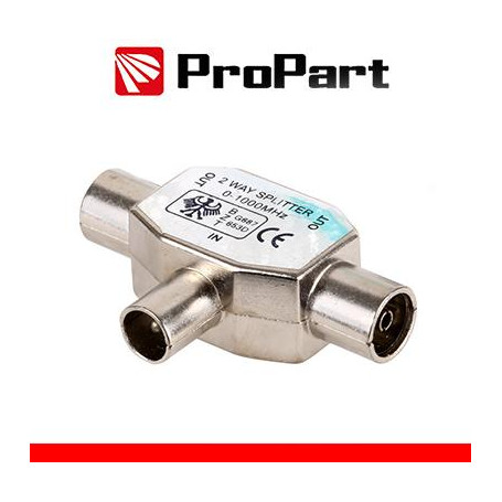 Splitter coax in ottone nichelato - 1 spina/2 prese