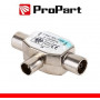 Splitter coax in ottone nichelato - 1 spina/2 prese
