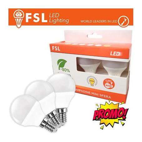 Lampada Mini Sfera E14: Confezione PROMO 3PACK - 6W 4000K