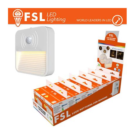 Luce notturna quadrata con sensore di movimento bispina con espositore