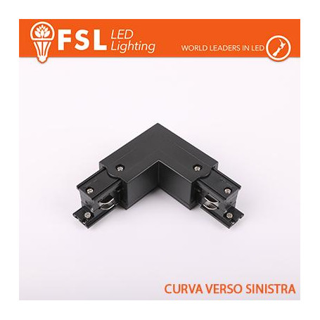 FSL Connettore Forma L sinistra per Binario Trifase - Colore NERO