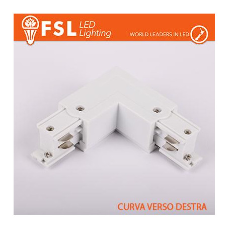 FSL Connettore Forma L destra per Binario Trifase - Colore BIANCO