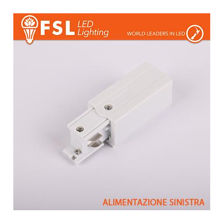 FSL Testata di alimentazione SINISTRA per binario trifase - colore BIANCO