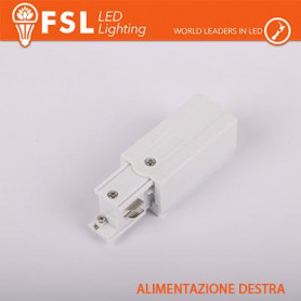 FSL Testata di alimentazione DESTRA per binario trifase - colore BIANCO