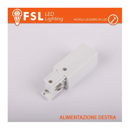 FSL Testata di alimentazione DESTRA per binario trifase - colore BIANCO