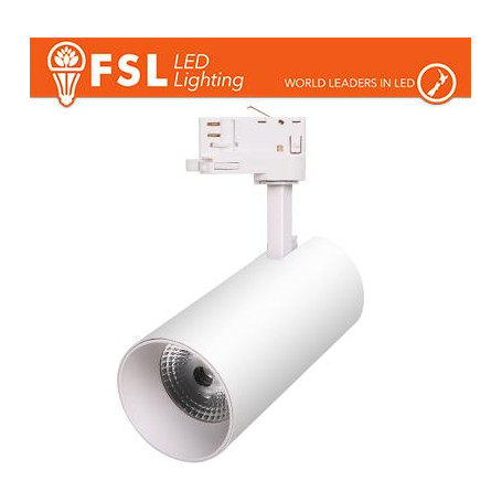 FSL Proiettore a Binario Trifase BIANCO - 3white 3000-4000-6500k, 30w, 3500lm