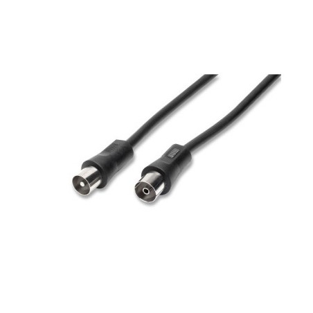 Cavo Antenna Tv Maschio/Femmina Spina Presa Iec 75 Ohm - 2 Mt Nero