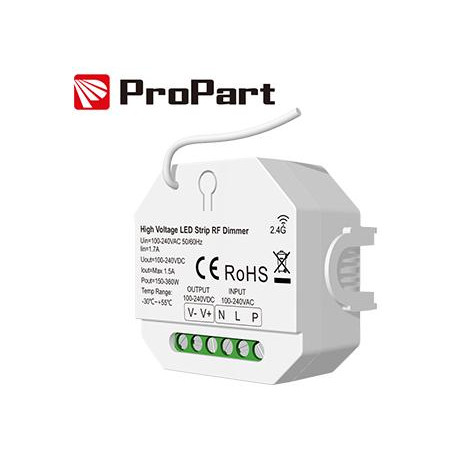 Dimmer RF LED 1 Canale - 1.5A, 100-240V per Strisce LED ad Alta Tensione
