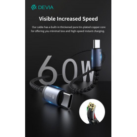 Cavo carica rapida da C a C PD 60W 3A, 3 Metri Nero