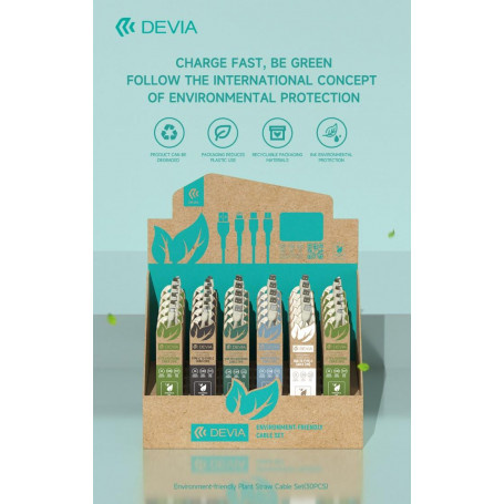 Espositore 30 cavi in fibra di paglia biodegradabili