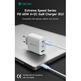 Carica batterie PD da 65 Watt GaN 2 uscite Tipo-C e una Usb A
