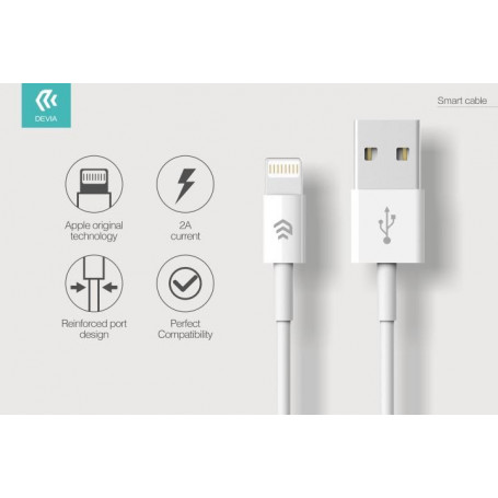Cavo Dati Carica Lightning iPhone e iPad IOS 1 metro Bianco