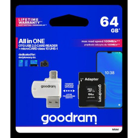 GoodRAM microSD 64GB class 10 + adpter + card reader - blister - M1A4-0640R12