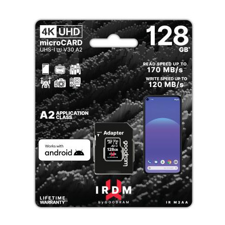 GoodRAM microSD IRDM 128GB UHS I U3 A2 + adapter - IR-M2AA-1280R12