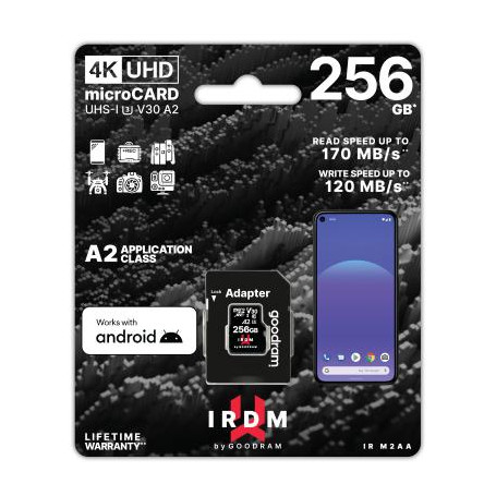 GoodRAM microSD IRDM 256GB UHS I U3 A2 + adapter - IR-M2AA-2560R12