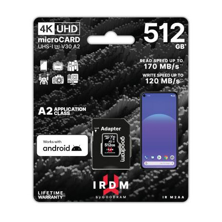 GoodRAM microSD IRDM 512GB UHS I U3 A2 + adapter - IR-M2AA-5120R12