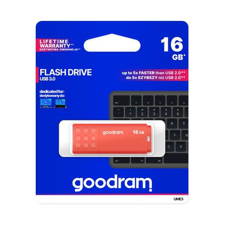GoodRAM Pendrive 16GB UME3 orange USB 3.0 - retail blister - UME3-0160O0R11