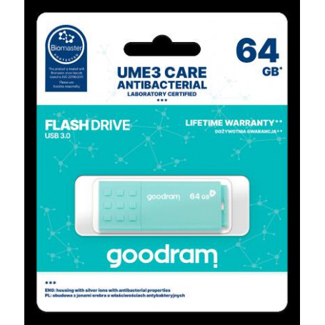 GoodRAM Pendrive 64GB UME3 CARE - ANTIBATTERICA - USB 3.0 - UME3-0640CRR11