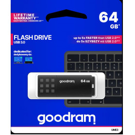 GoodRAM Pendrive 64GB BLACK USB 3.0 - retail blister - UME3-0640K0R11