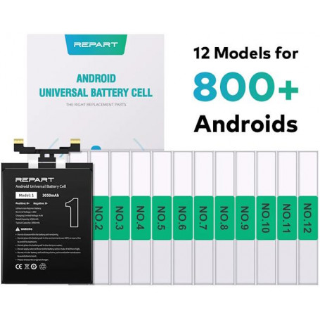 Set 12 Modelli di batteria senza Chip per Android Universali