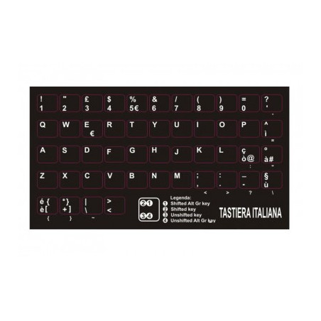Adesivi Tastiera Italiana Stickers Netbook/Notebook - Tasti Piccoli Ita