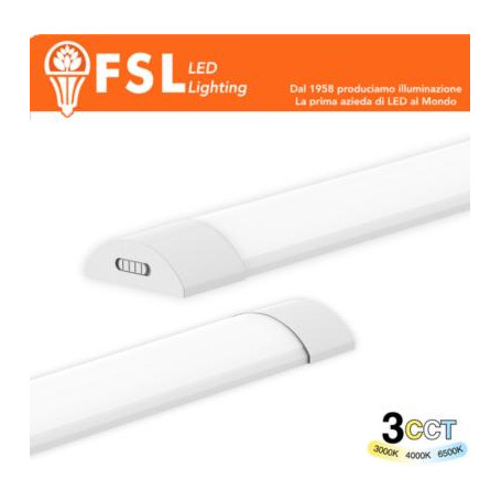 Plafoniera Lineare LED 18W 60cm - 3 in 1 CCT (3000-4000-6500K)
