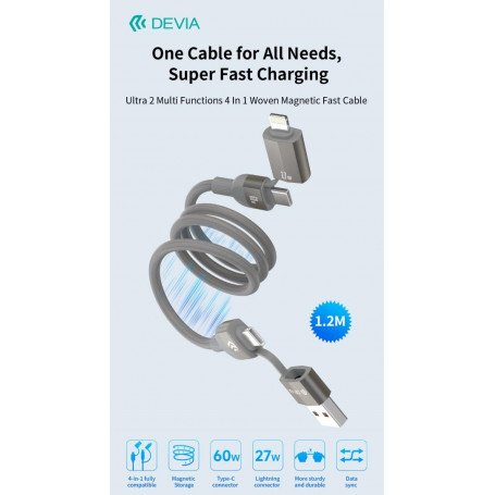 Cavo magnetico Ultra 2 intrecciato multifunzionale 4 in 1 Usb A-C-L