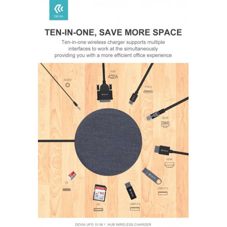 Hub da Tipo-C + Carica Wireless Ufo 10 in 1