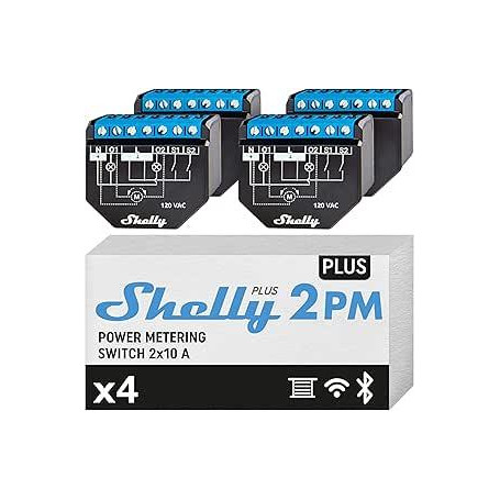Shelly Plus 2PM - FOUR PACK Smart Relay Tapparelle 16A AC/DC WiFi + PM