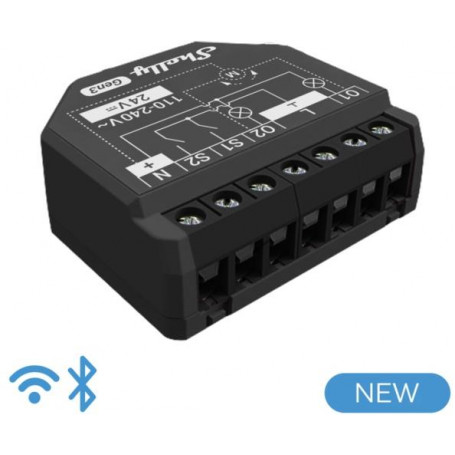 Shelly Plus 2PM Gen3 - Smart Relay Tapparelle 16A AC/DC WiFi/BT/Matter + PM
