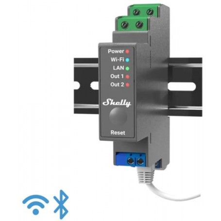 Shelly Pro 2 - IP Smart Relay contatto pulito DIN 2ch. LAN/WiFi/BT