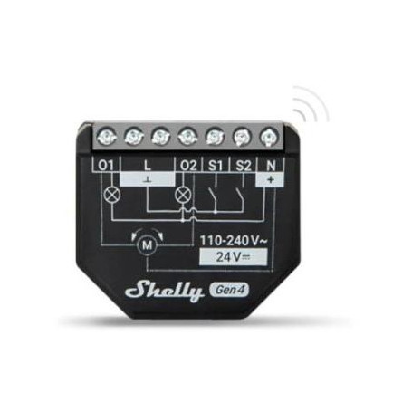 Shelly Plus 2PM Gen4 - Smart Relay Tapparelle 16A AC/DC WiFi/BT/Matter/Zigbe +PM